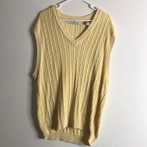 John ashford golf pullover vest cotton and linen light yellow size large